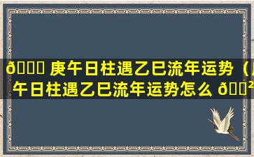 🍁 庚午日柱遇乙巳流年运势（庚午日柱遇乙巳流年运势怎么 🌲 样）